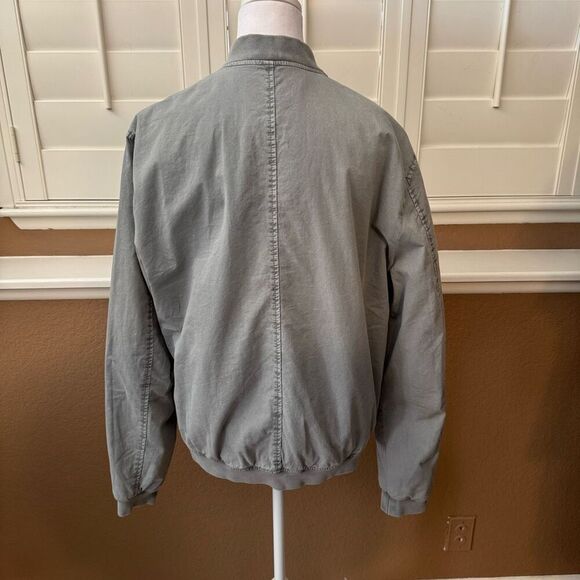 AllSaints Men's Size L Lows Bomber Jacket Light Gray 100% Cotton Contemporary - Picture 6 of 14